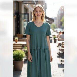 NWOT FREE PEOPLE Herron Drop-Waist Maxi Dress Oversized Green